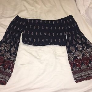 blue and red crop top